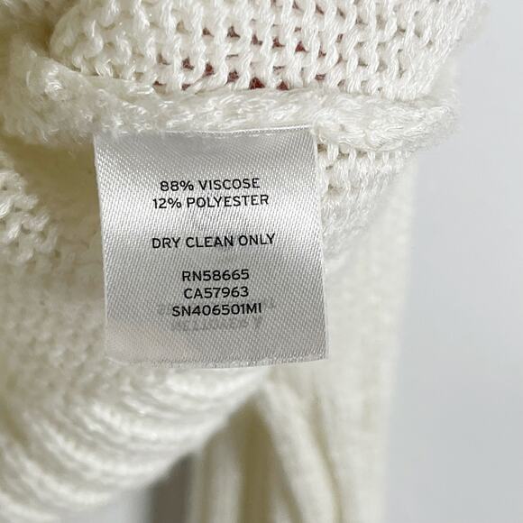 Something Navy Medium M Subtle Sheen Crew Neck Sweater Ivory Cream Long Sleeve - Picture 7 of 9